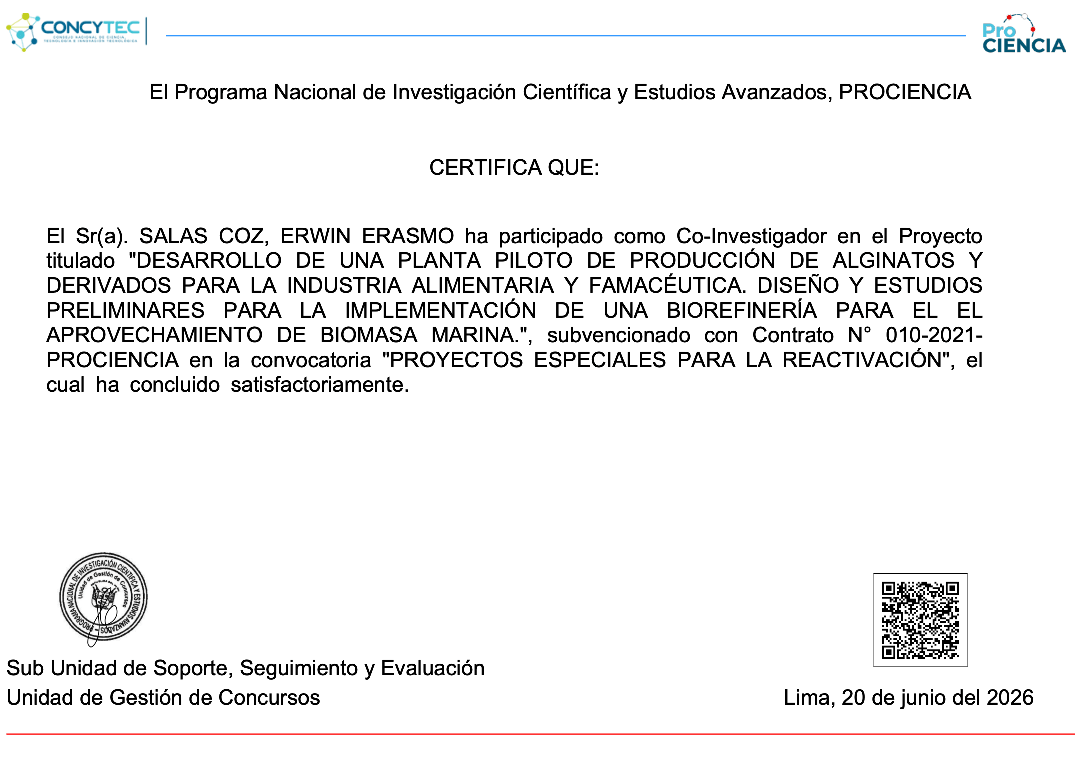 DESARROLLO DE UNA PLANTA PILOTO DE PRODUCCIÓN DE ALGINATOS Y DERIVADOS PARA LA INDUSTRIA ALIMENTARIA Y FAMACÉUTICA. DISEÑO Y ESTUDIOS PRELIMINARES PARA LA IMPLEMENTACIÓN DE UNA BIOREFINERÍA PARA EL EL APROVECHAMIENTO DE BIOMASA MARINA.
